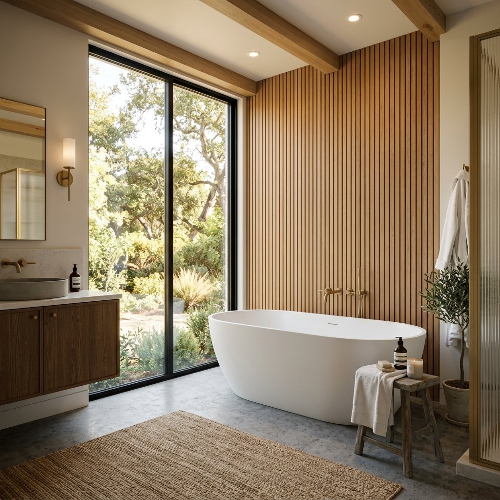 Baño elegante con bañera exenta
