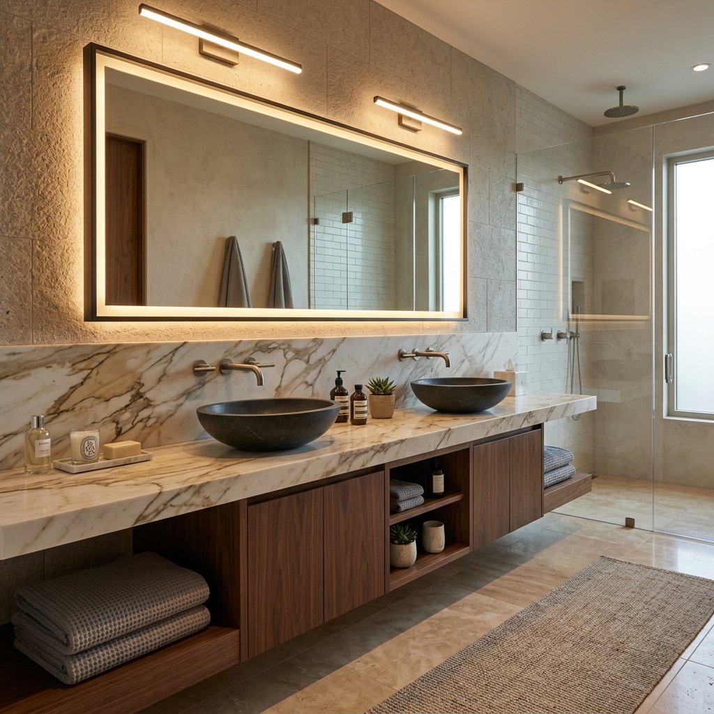 Mueble de lavabo doble de alta gama